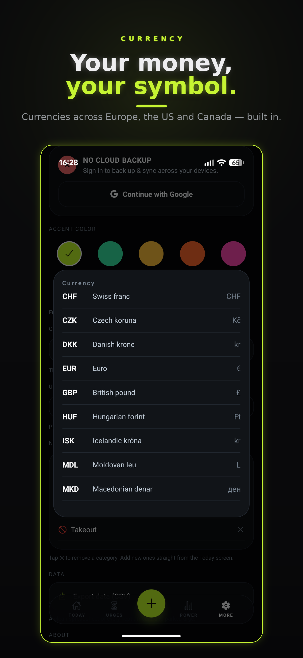 NoBuy Currency screen